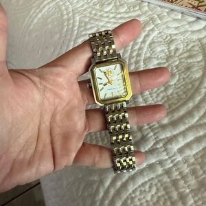 Gold and Silver Watch with White Dial
